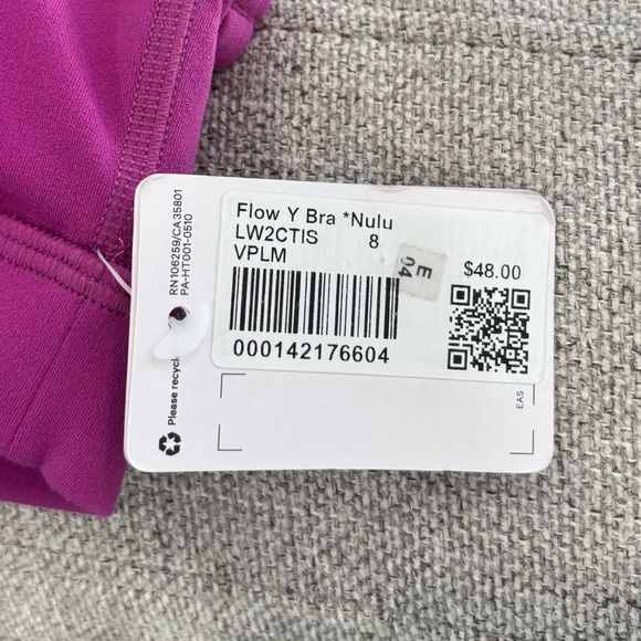 NWT Lululemon Flow Y Bra Nulu In Vivid Plum Size 8 - Picture 5 of 6